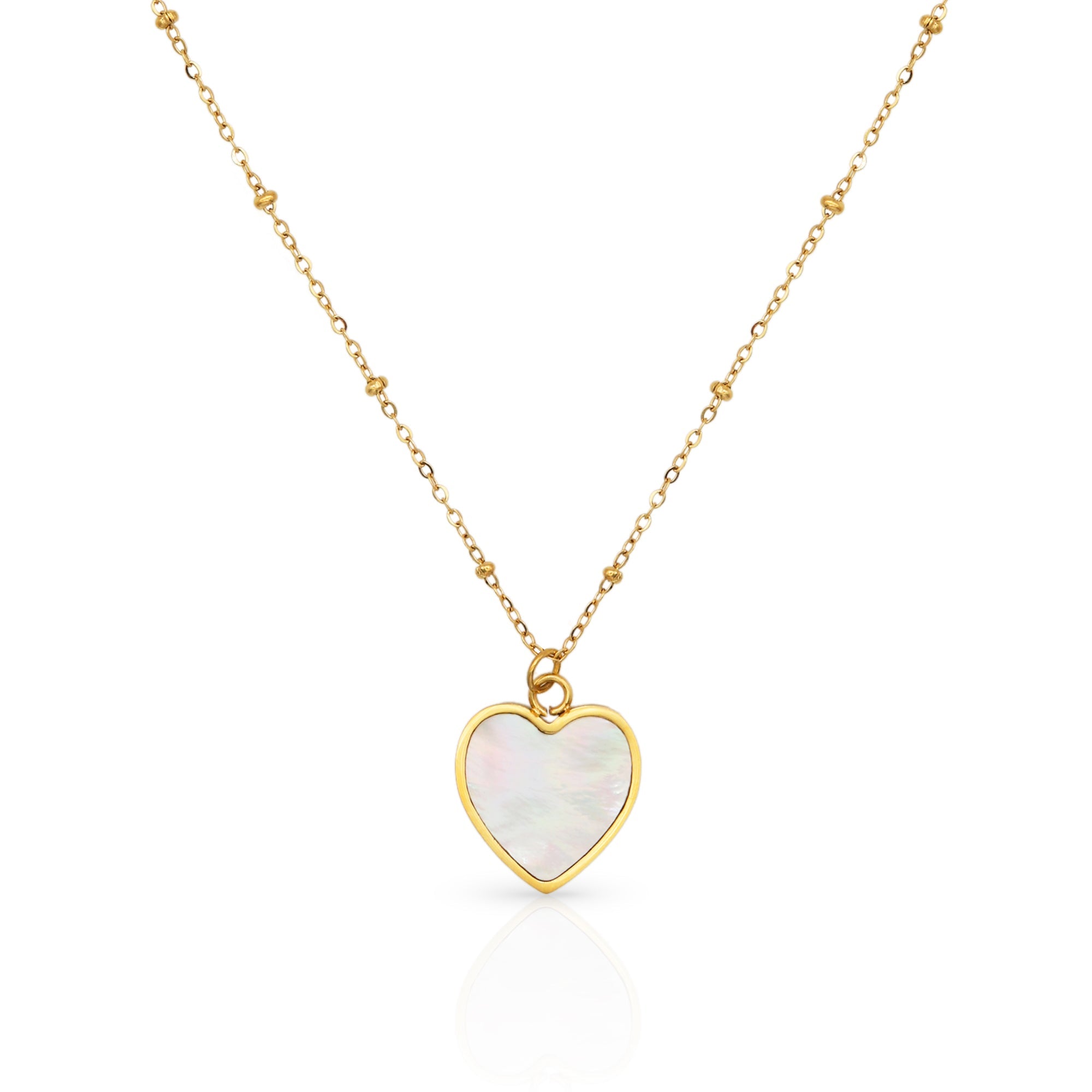 The Mother of Pearl Heart Gold Necklace