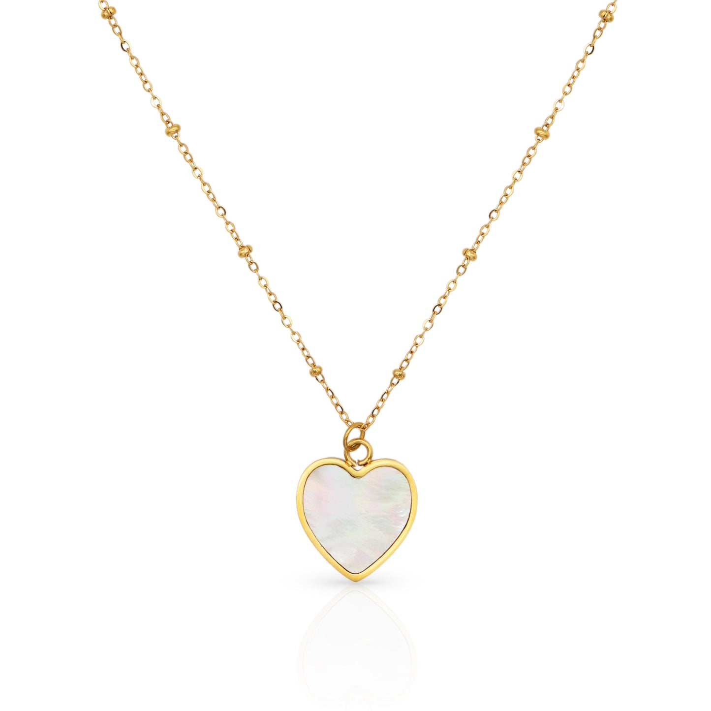 The Mother of Pearl Heart Gold Necklace