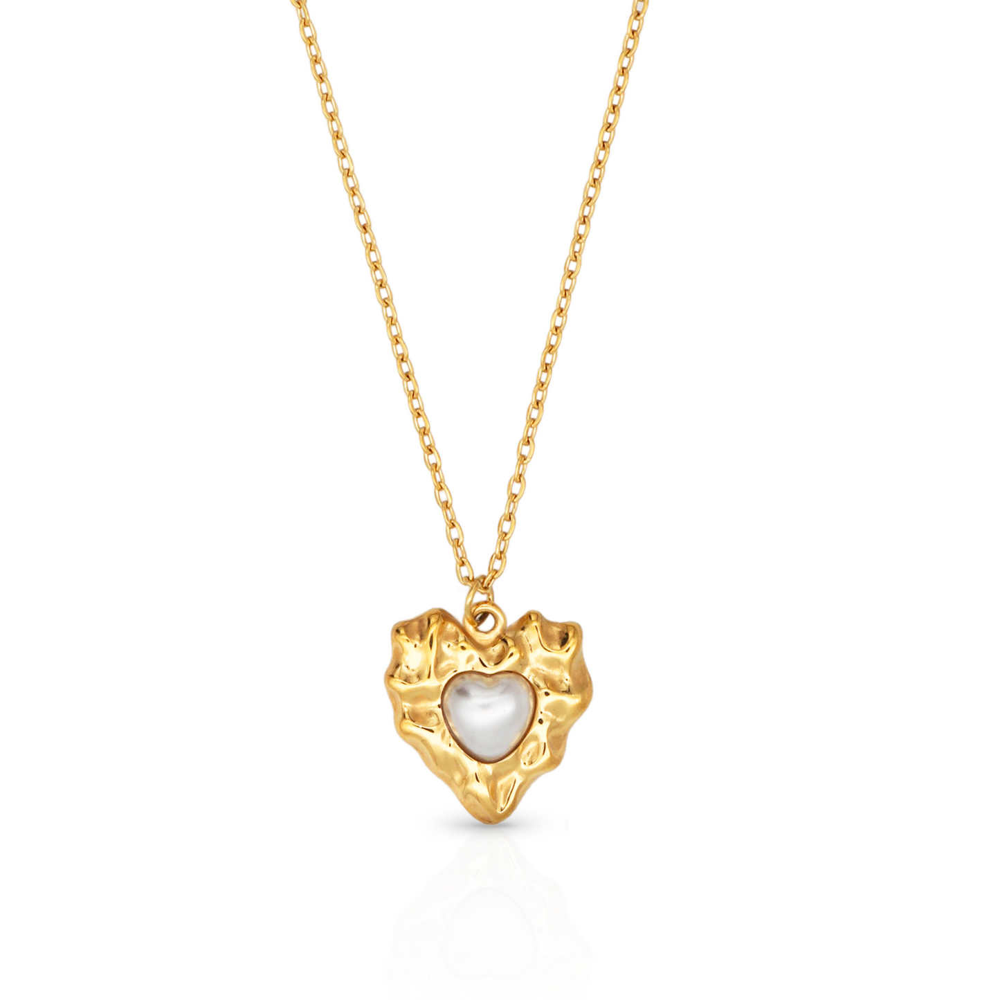 Vintage Pearl Heart Gold Necklace