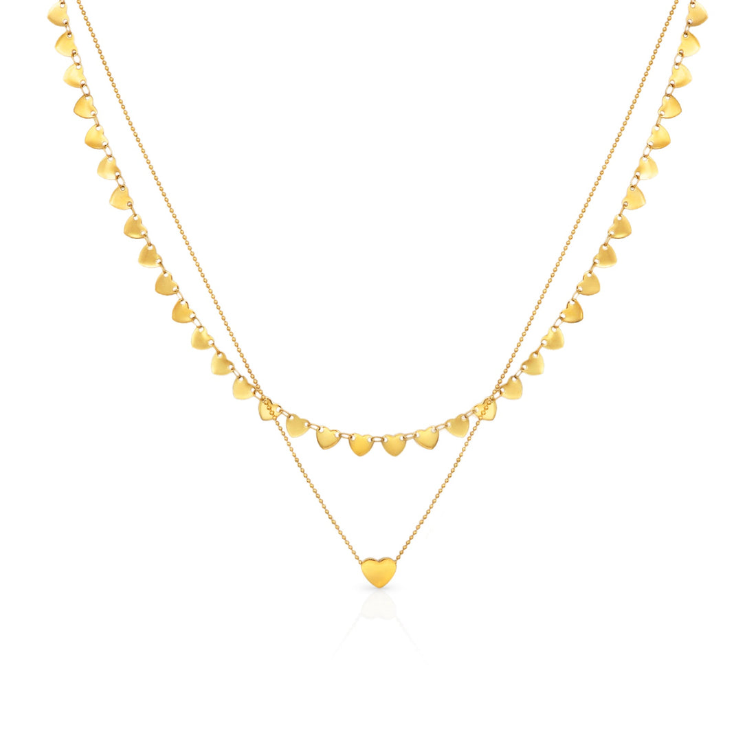 Heart of Hearts Double Chain Gold Necklace