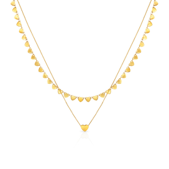 Heart of Hearts Double Chain Gold Necklace