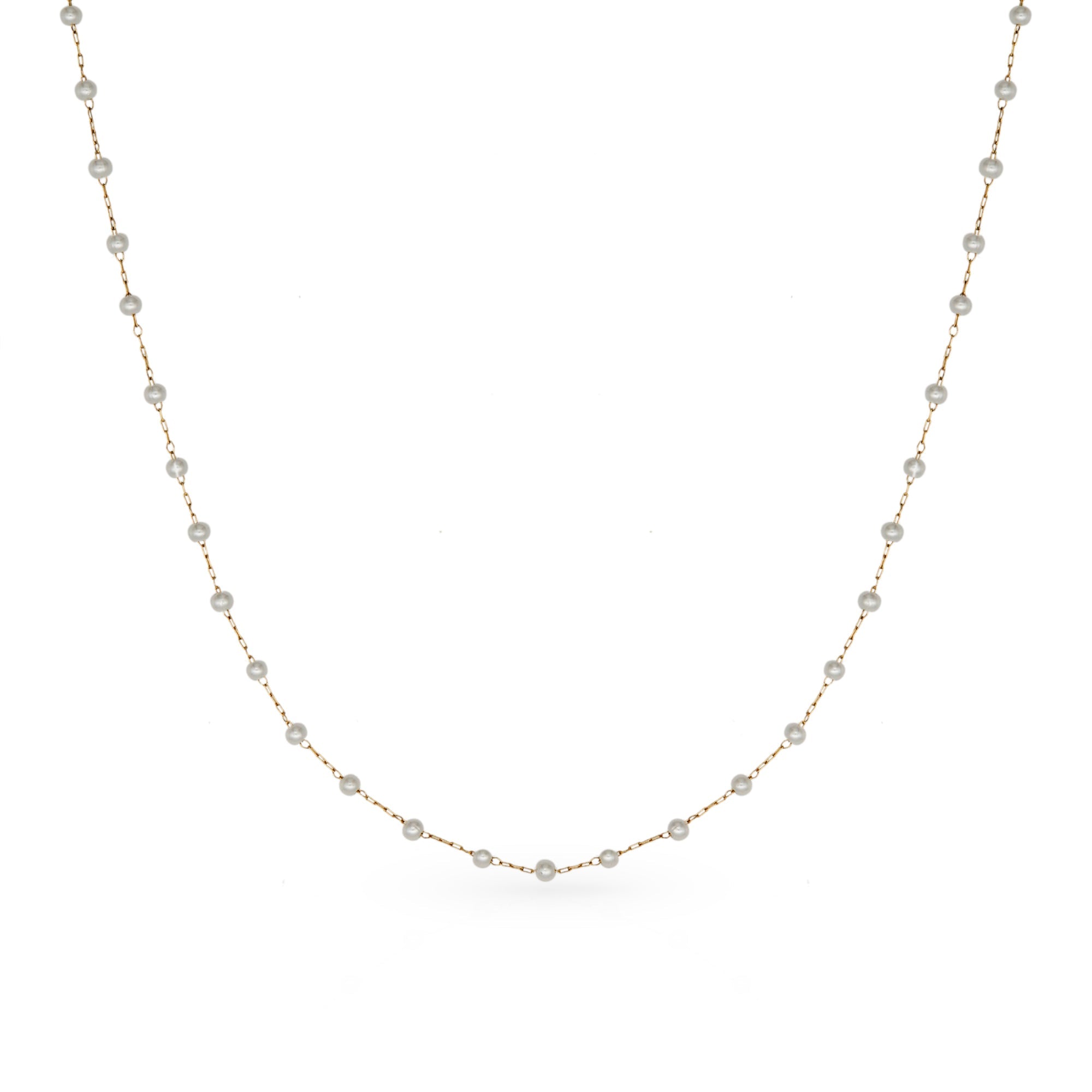 Dainty Pearl Long GG Necklace