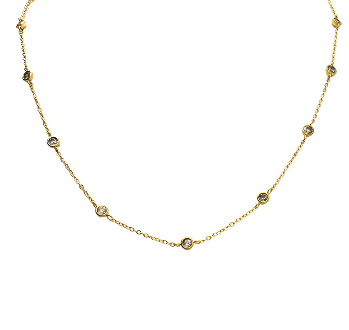 Bezel Sparkle Gold Necklace