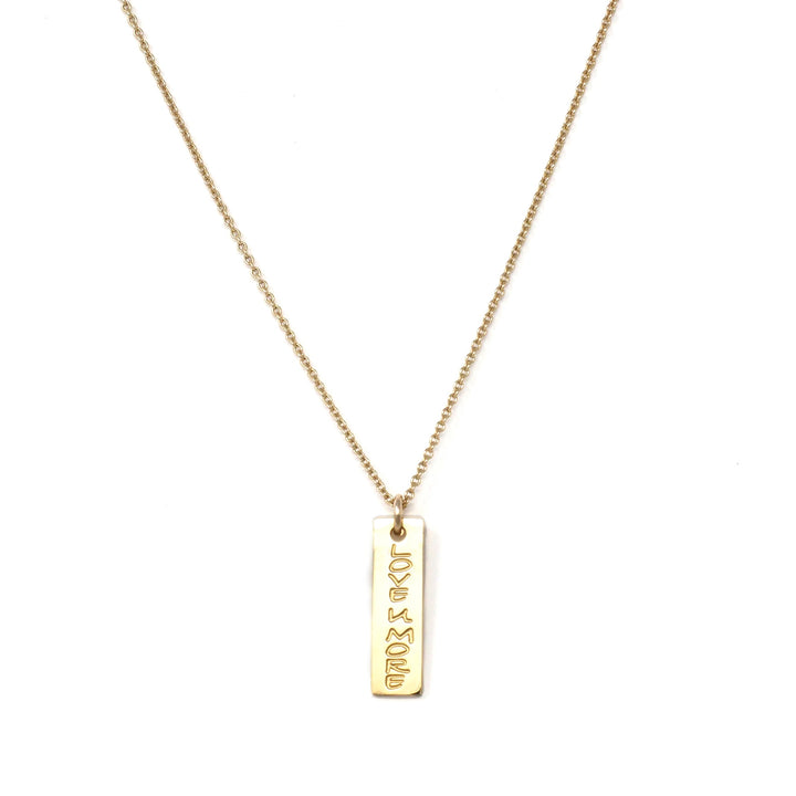 Love U More Bar Necklace - Vertical