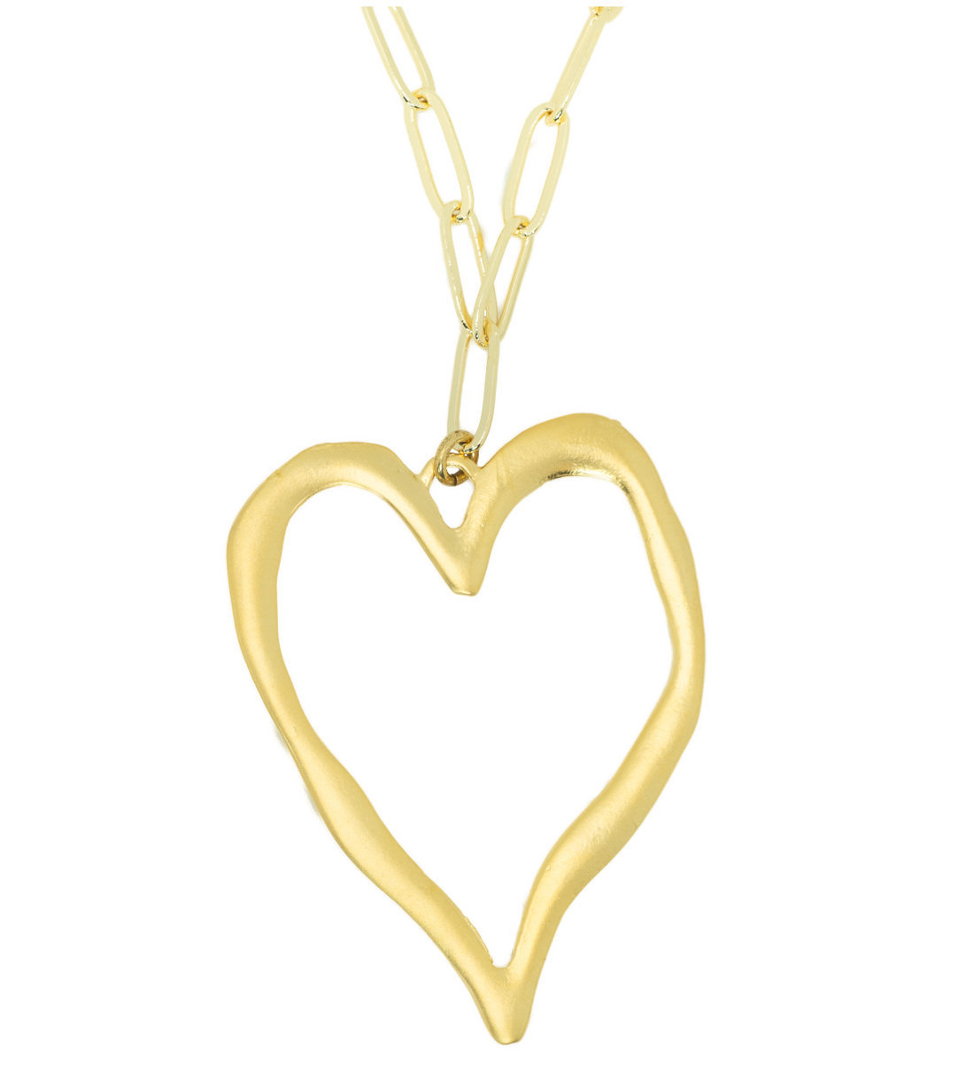 Large Matte Heart Paperclip Necklace